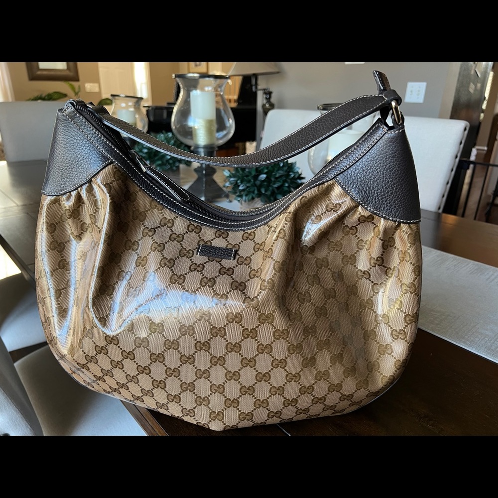 Gucci GG Guccissima Print Brown Leather Hobo Bag